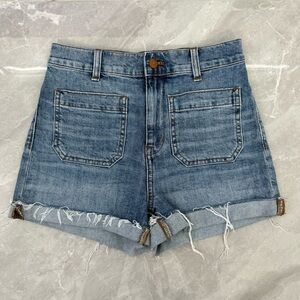 Women’s Madewell High Rise Square Pocket Frayed Hem Jean Shorts Size 25